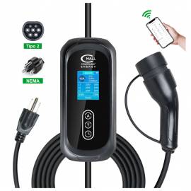 Cargador Portatil Inteligente 3.5kW (Cargador Viajero) AC Tipo 2 (IEC 62196-2 Mennekes) Vehiculos Electricos EV e Hibridos PHEV