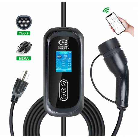 Cargador Portatil Inteligente 3.5kW Viajero AC Tipo 2 (IEC 62196-2) Mennekes Vehiculos EV PHEV - CMall ENERGY CME