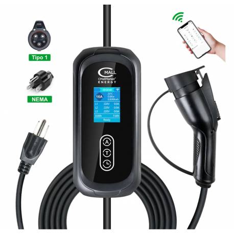 Cargador Portatil Inteligente 3.5kW Cargador Viajero AC Tipo 1 SAE J1772 Vehiculos Electricos EV PHEV - CMall ENERGY CME