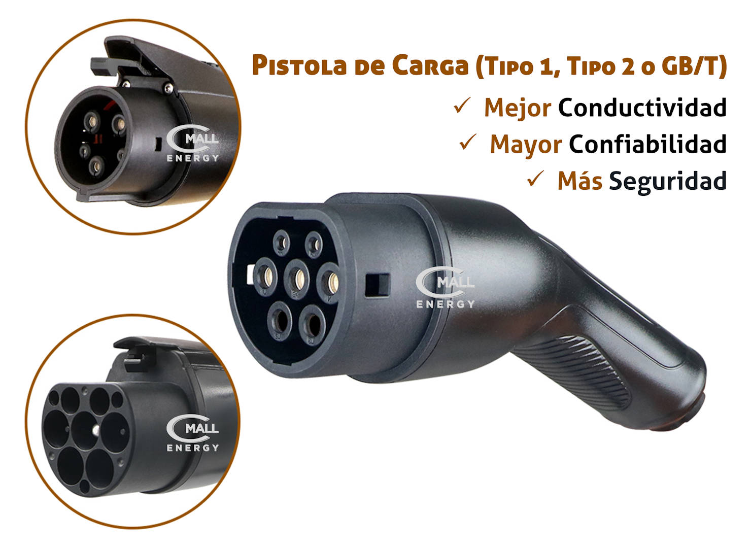 Cargador Fijo Inteligente 7kW OCPP (Estacion Carga tipo wall box) AC Tipo 1, Tipo 2 o GB/T Vehiculos Electricos EV Hibridos PHEV CMall ENERGY CME