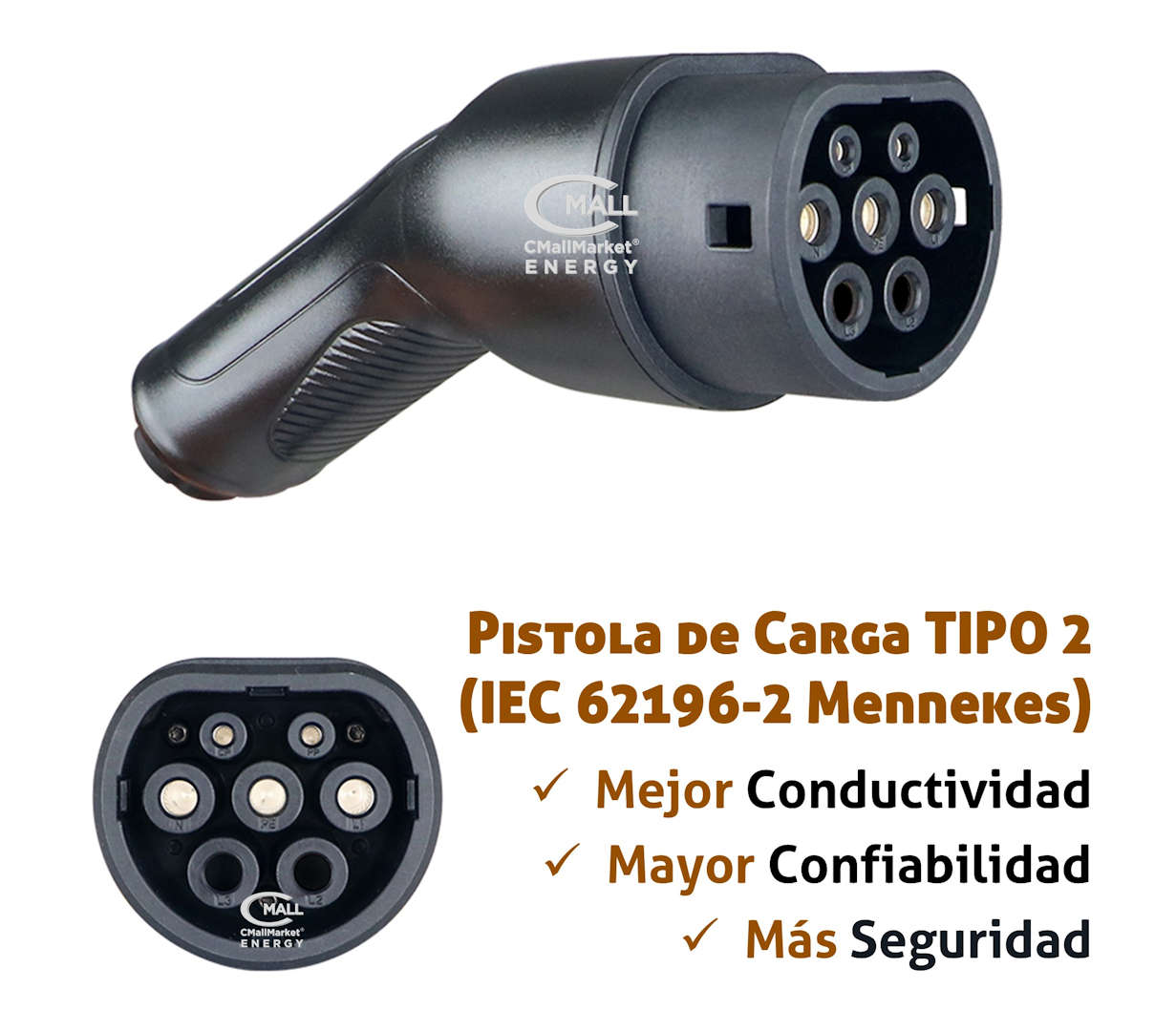 Cargador Fijo Inteligente 7kW (Estacion Carga tipo wall box) AC Tipo 2 (IEC 62196-2 Mennekes) Vehiculos Electricos EV Hibridos PHEV CMall ENERGY CME