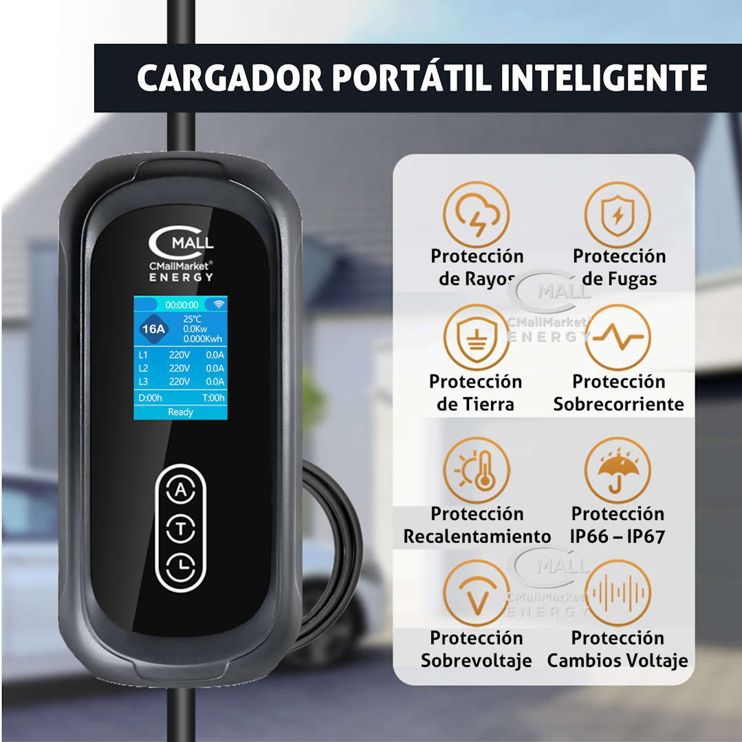 Cargador Portatil Inteligente 3.5kW (Cargador Viajero) AC Tipo GB/T (Chino GBT 20234.2) Vehiculos Electricos EV e Hibridos PHEV - CMall ENERGY CME