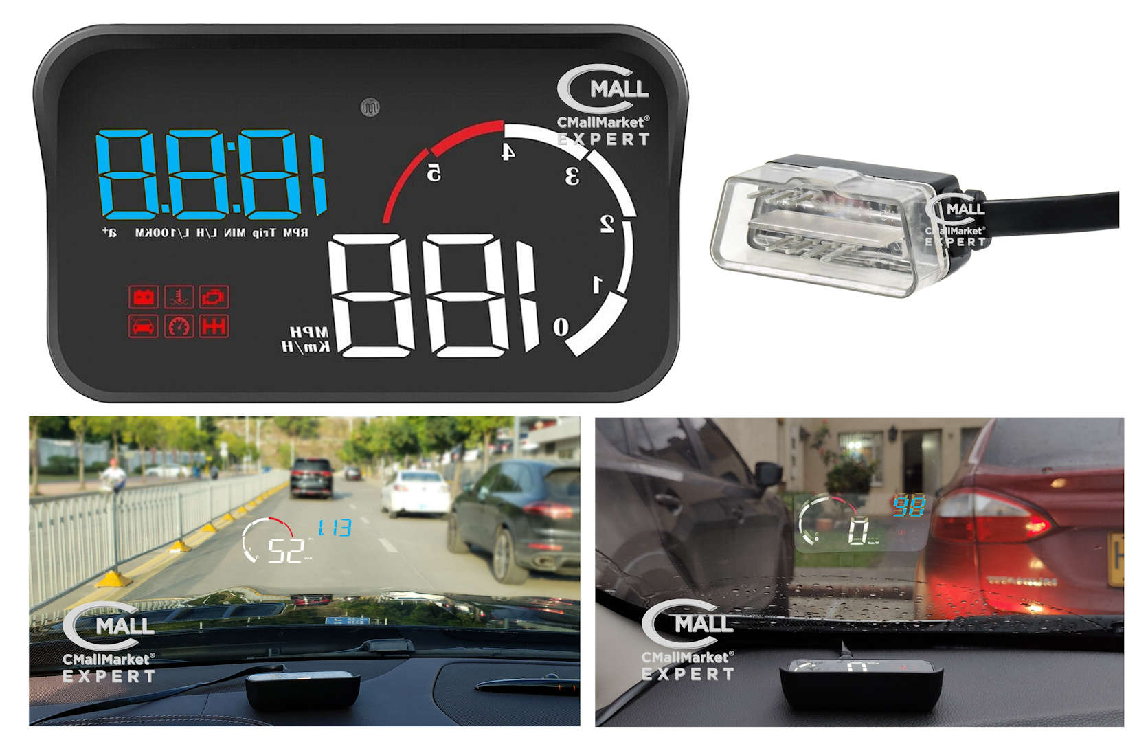 Monitor HUD de Proyeccion al Panoramico Temperatura OBD2 CAN CMM10 CMall Market ®