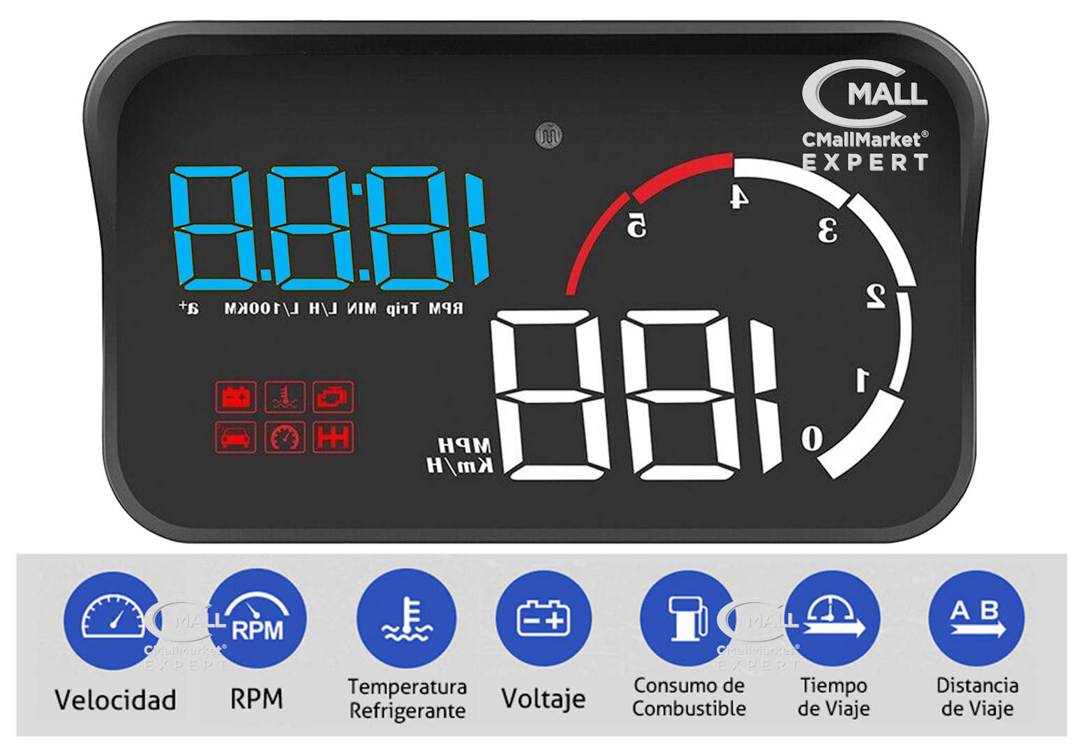 Monitor HUD de Proyeccion al Panoramico Temperatura OBD2 CAN CMM10 CMall Market ®