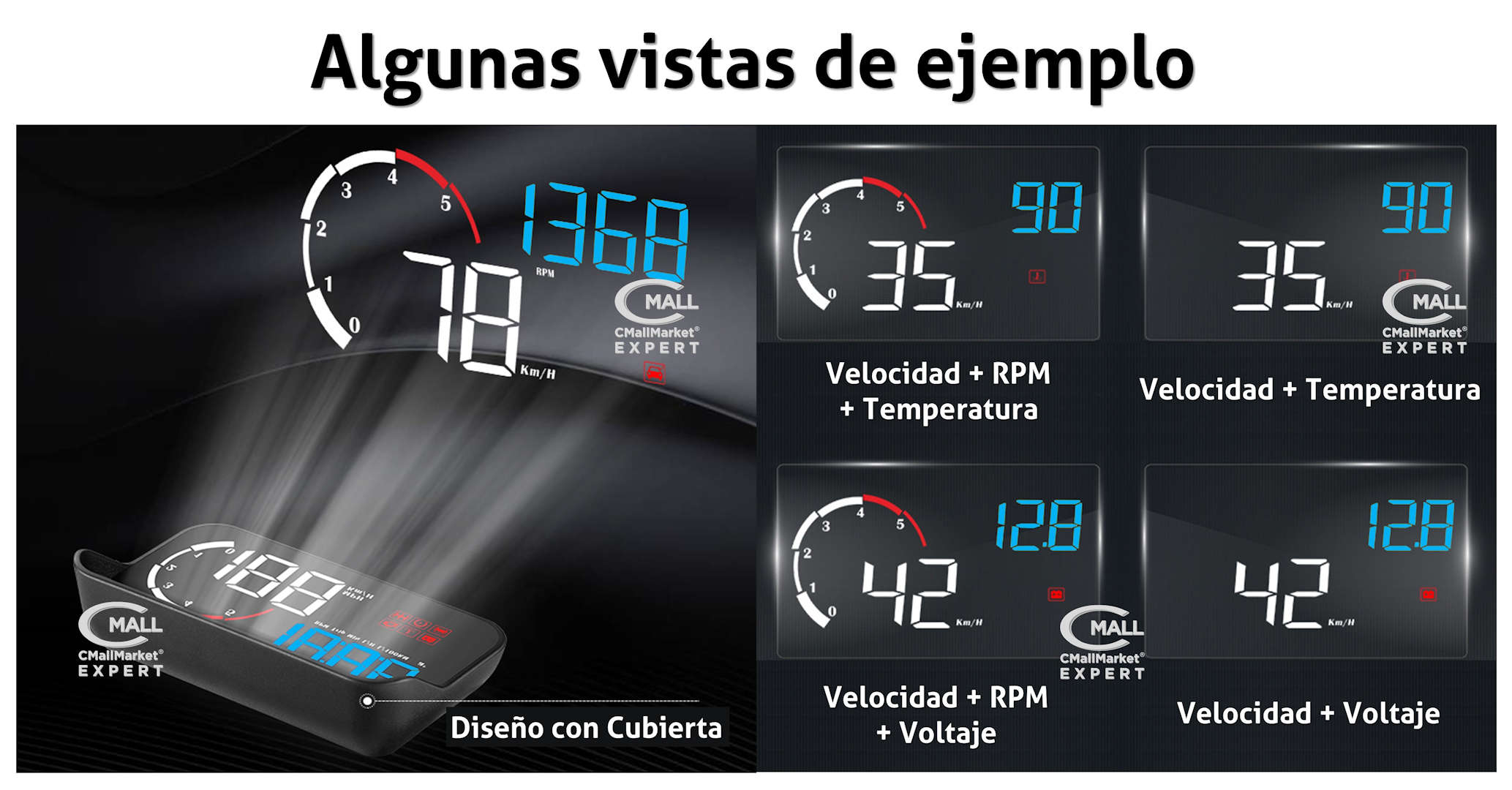 Monitor HUD de Proyeccion al Panoramico Temperatura OBD2 CAN CMM10 CMall Market ®