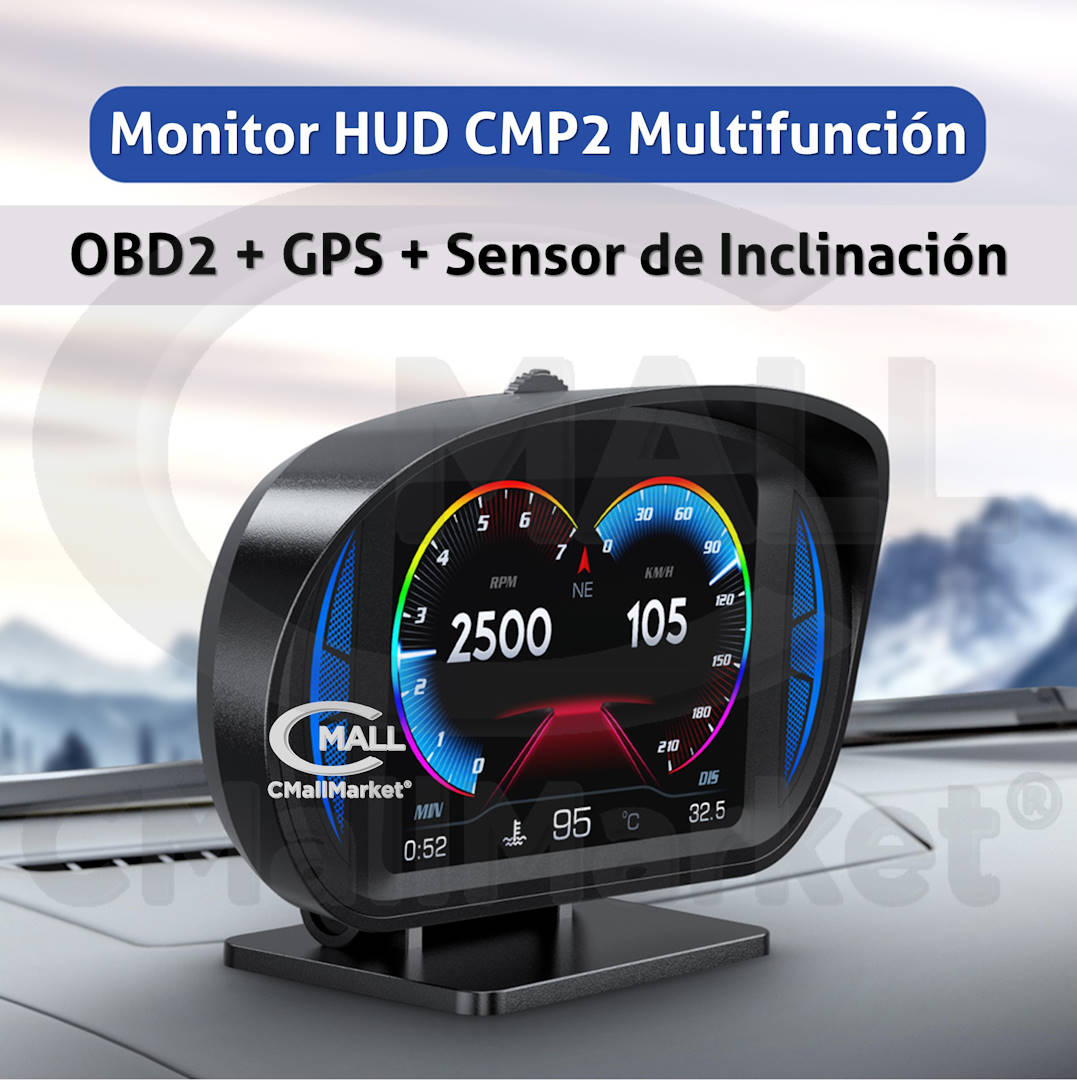 Monitor HUD OBD2 CAN GPS CMP2 Computador de Viaje Indicadores Relojes Testigos CMall Market ®