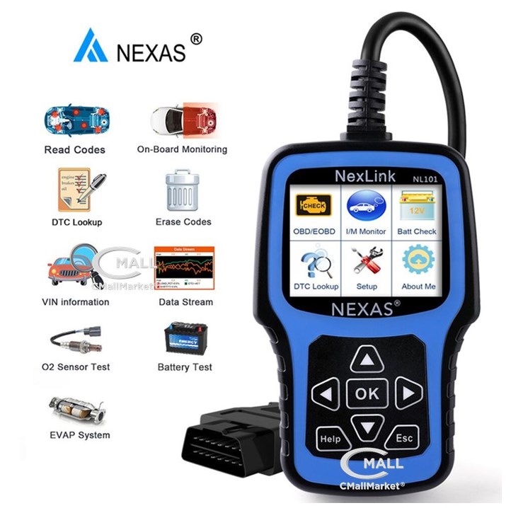 Scanner NEXAS NexLink NL101 Cobertura OBD2 CAN CMALL MARKET