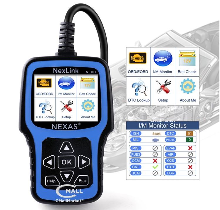 Scanner NEXAS NexLink NL101 OBD2 CAN con Verificador Voltaje Bateria CMALL MARKET