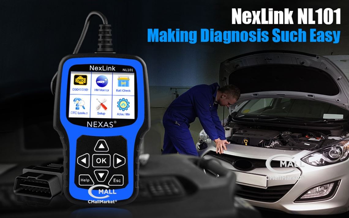 Scanner NEXAS NexLink NL101 OBD2 CAN con Verificador Voltaje Bateria