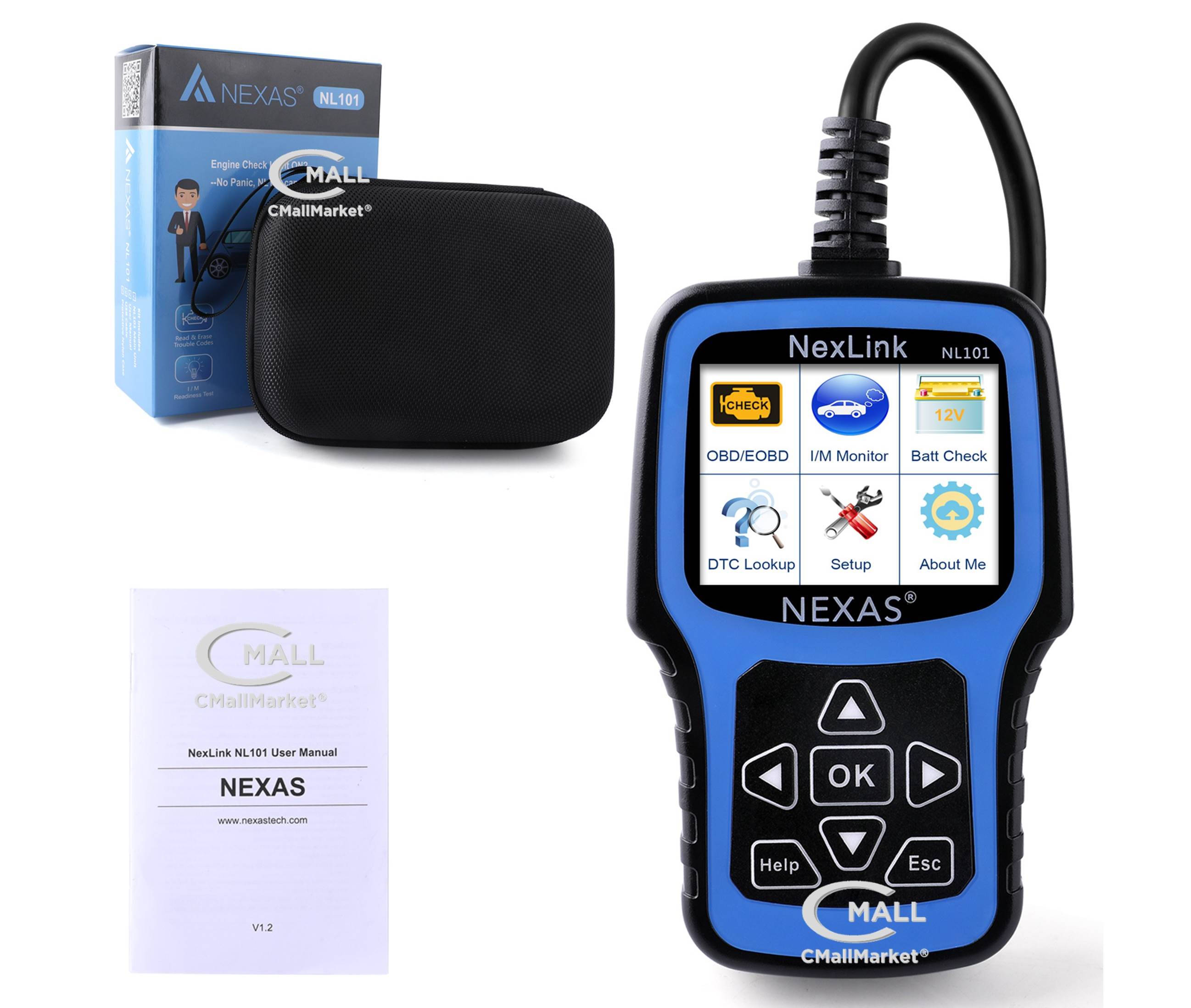 Scanner NEXAS NexLink NL101 OBD2 CAN con Verificador Voltaje Bateria