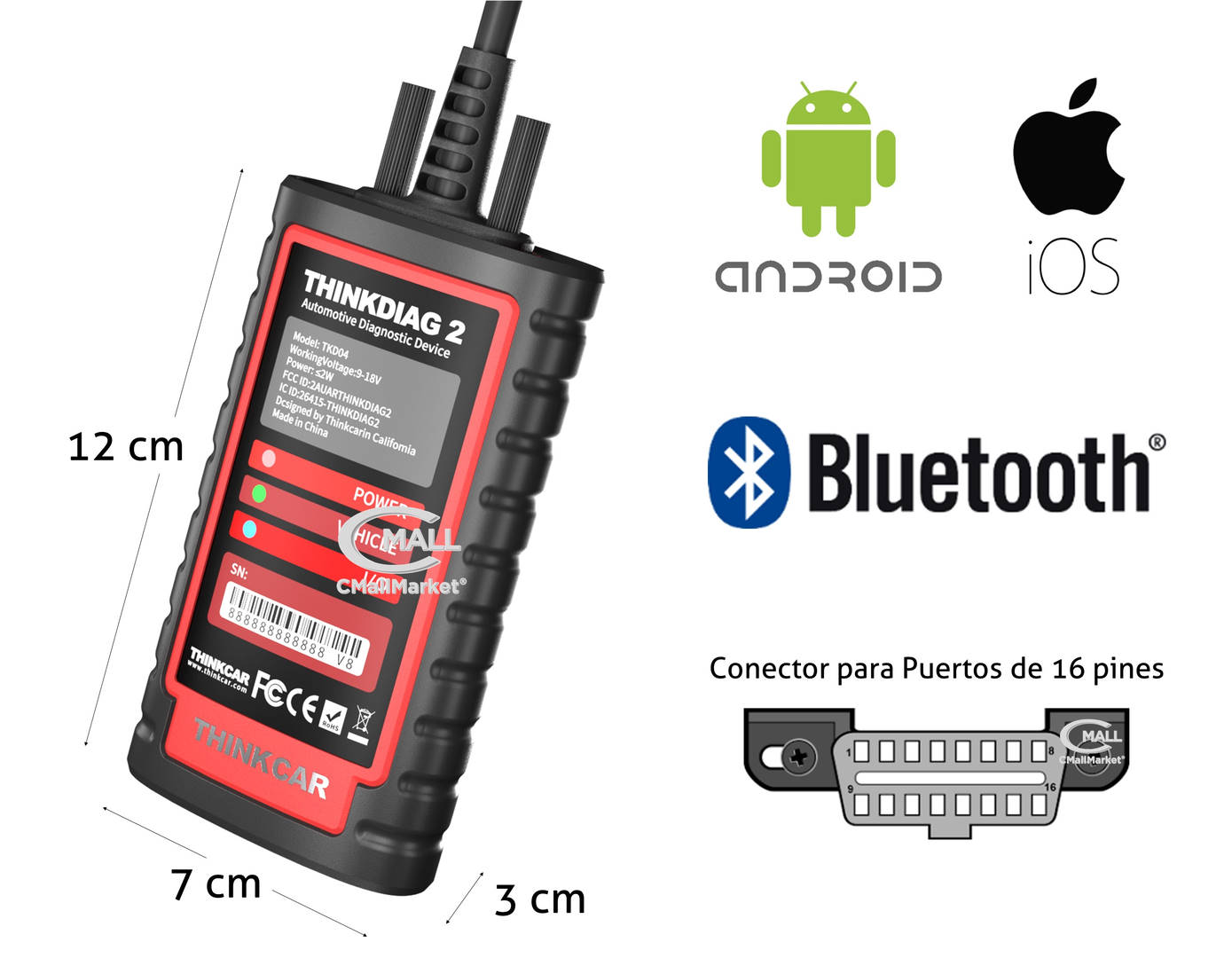 Scanner Personal Multimarca y Multi-Sistemas THINKDIAG 2 Bluetooth (Profesional) CMall Market