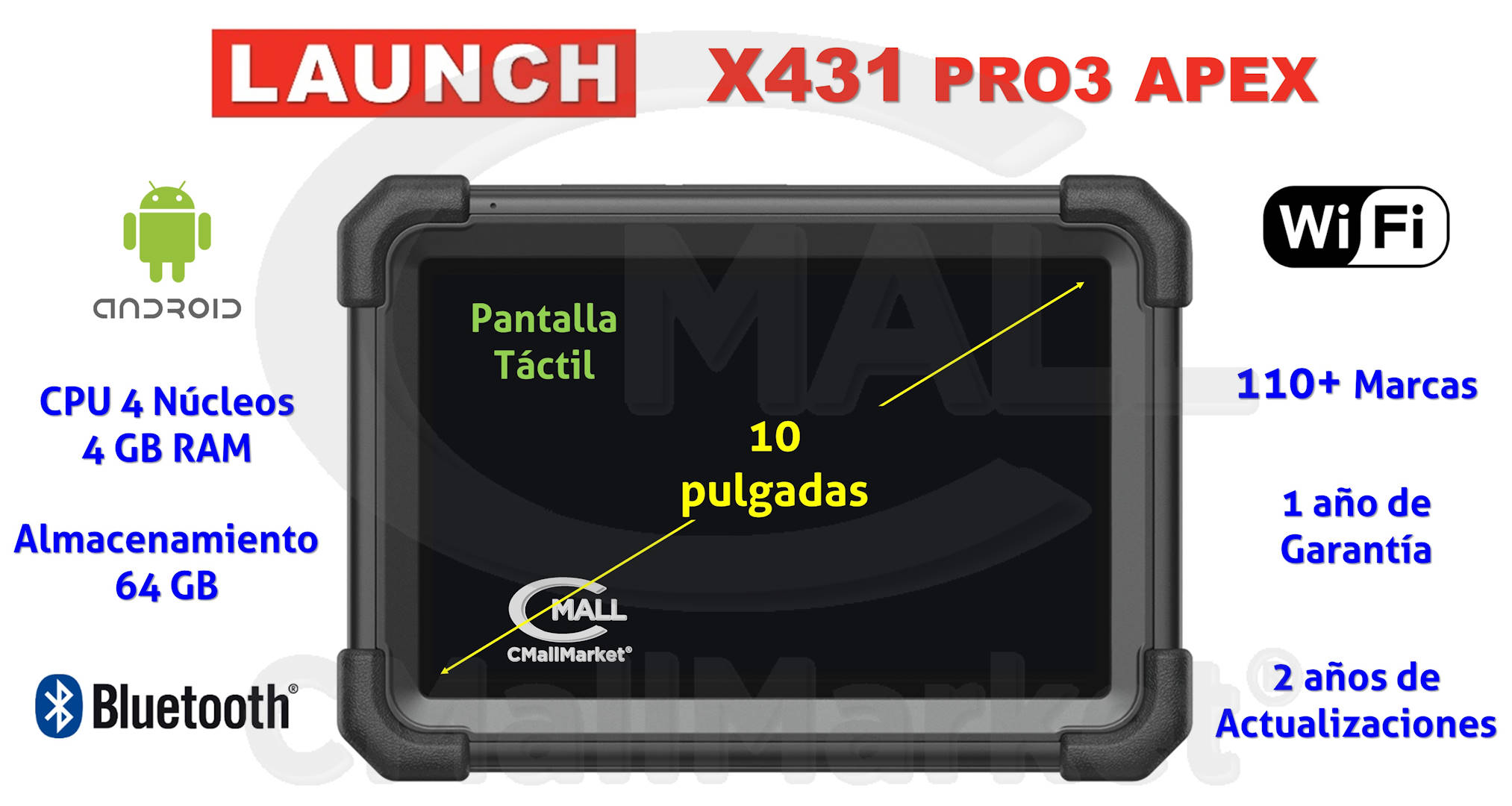 Scanner Multimarca LAUNCH X431 PRO3 APEX Full Systems (Profesional) VERSION GLOBAL CAN-FD DoIP CMall Market ®